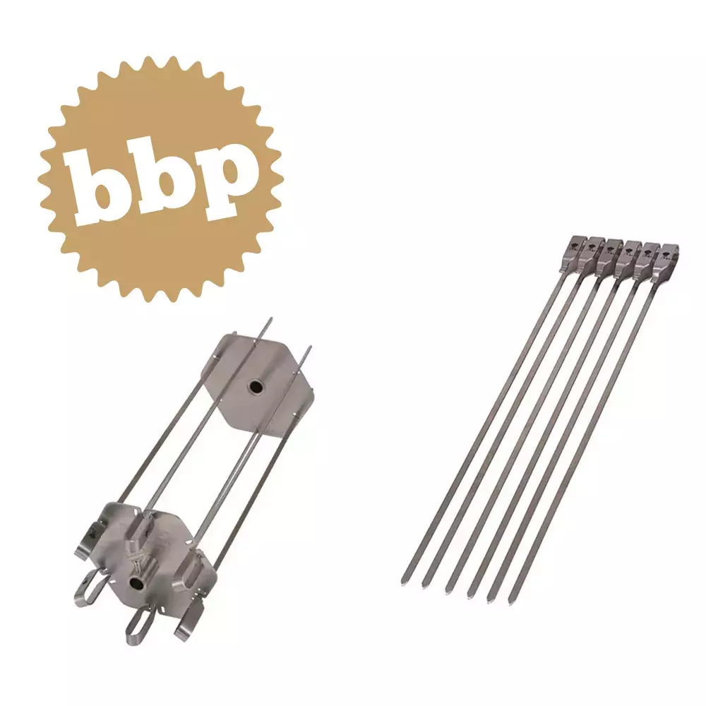 Soporte brochechas para asador de barbacoas